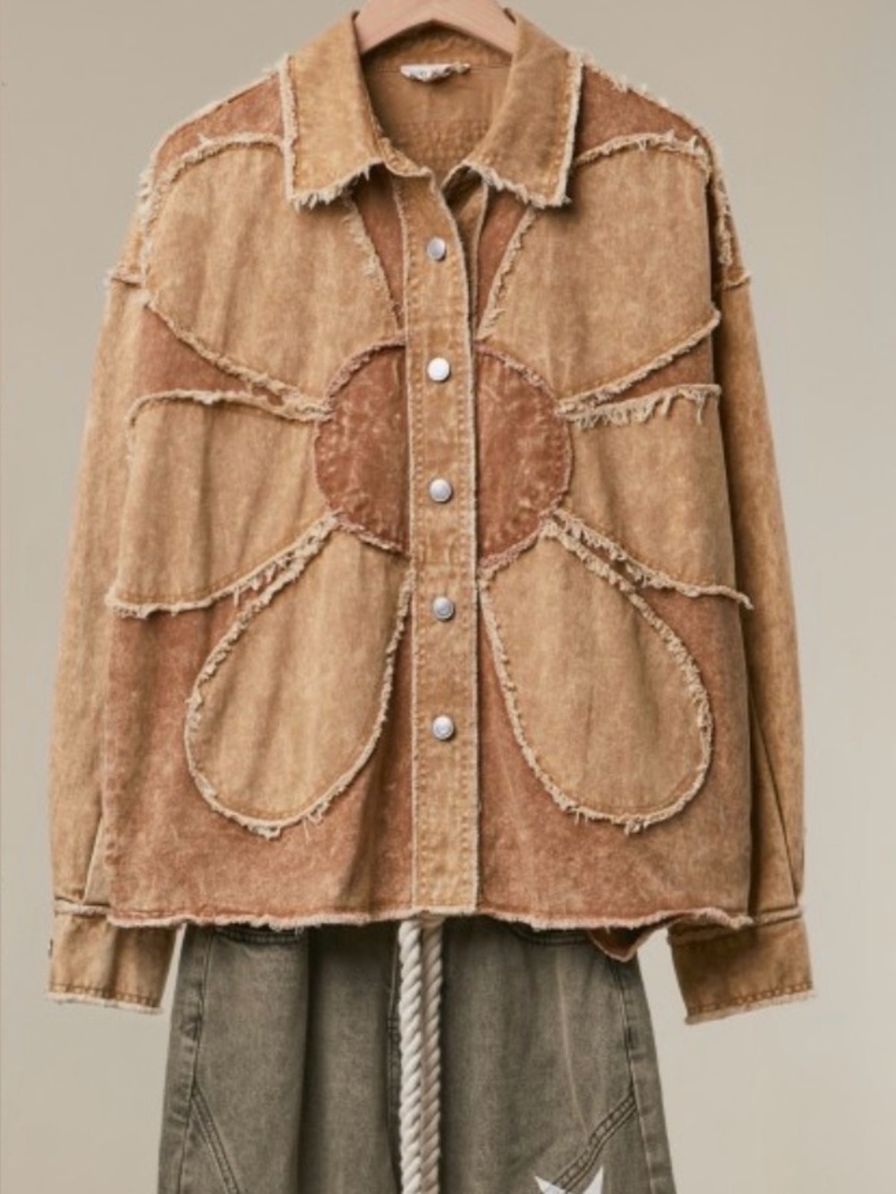 COMING SOON - Vintage-Inspired Tan Floral Patchwork Jacket by Mello